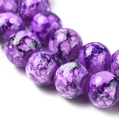 Opaque Spray Painted Glass Beads Strands GLAA-WH0015-43M-1