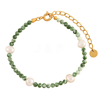 Round Natural Green Spot Jasper Beaded Bracelets IU9367-1