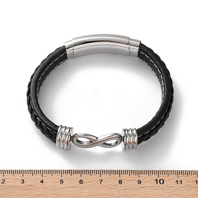 Braided Microfiber Leather Cord Bracelets for Men BJEW-Z081-07P-01-1