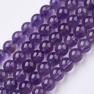 Natural Amethyst Bead Strands G-J376-20-6mm-1