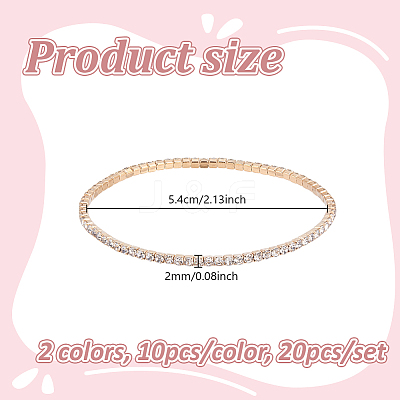 20Pcs 2 Colors Square Rhinestone Cup Chain Bracelets for Women BJEW-GA0001-22-1