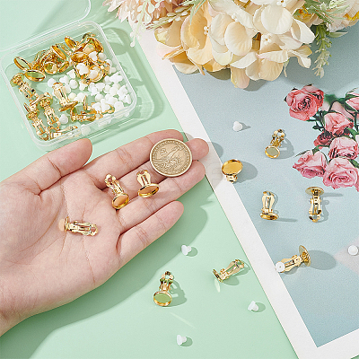 30Pcs 3 Styles Brass Clip-on Earring Findings KK-PH0011-09-1