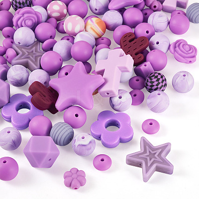 92Pcs Transparent Silicone Focal Beads SIL-TA0002-85C-1