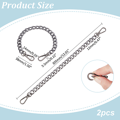 2Pcs Aluminum Curb Chain Bag Shoulder Straps FIND-PH0018-55B-1