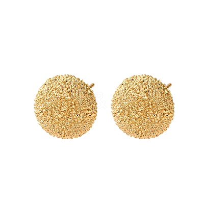 Brass Textured Stud Earrings EJEW-A143-02C-G-1