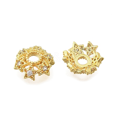Star Brass Micro Pave Cubic Zirconia Bead Caps KK-K300-05A-G-1