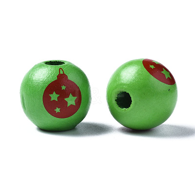 Painted Natural Wood European Beads WOOD-S057-041A-1