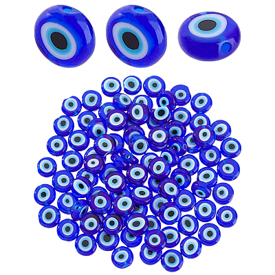 2Strands Handmade Evil Eye Lampwork Beads Strands LAMP-HY0001-14-1