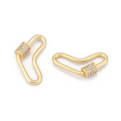 Brass Micro Pave Cubic Zirconia Screw Carabiner Lock Charms ZIRC-G160-60G-1