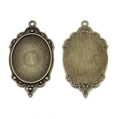 Tibetan Style Alloy Pendant Cabochon Settings TIBEP-R304-016AB-LF-1