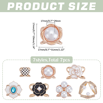 7Pcs 7 Styles Zinc Alloy Scarf Ring Clip AJEW-ME0002-11-1