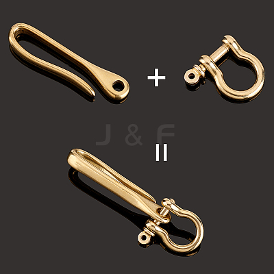 U-Shaped Brass Key Hook Shanckle Clasps KK-PH0004-97B-1