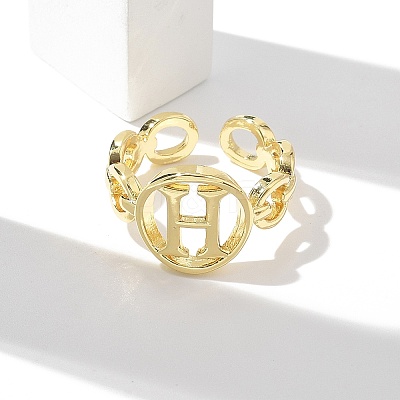 Brass Open Cuff Rings for Women RJEW-K289-01G-H-1