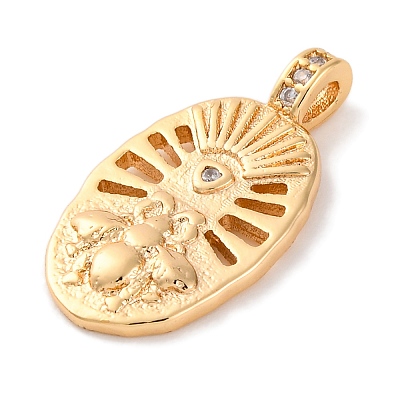 Brass Pendants With Clear Cubic Zirconia KK-S403-04G-1
