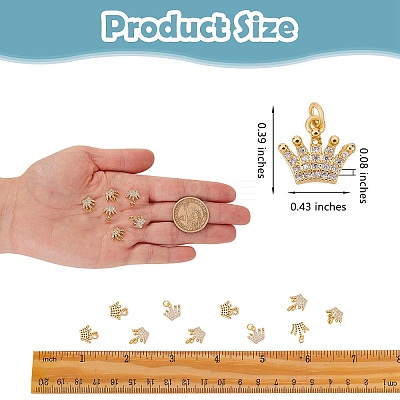 10Pcs Brass Micro Pave Clear Cubic Zirconia Charms ZIRC-SZ0002-06-1