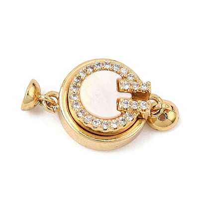 Brass Micro Pave Clear Cubic Zirconia Magnetic Clasps KK-C066-23G-1