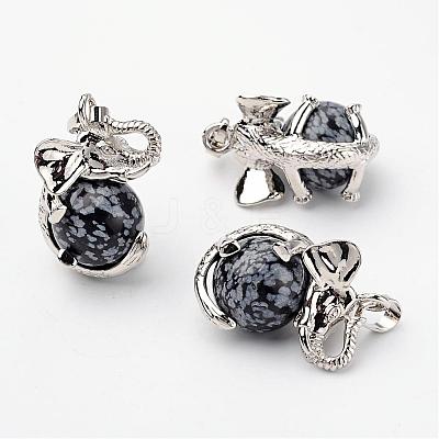 Natural Snowflake Obsidian Pendants G-G884-C22-FF-1