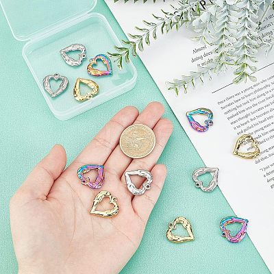 12Pcs 3 Colors PVD Vacuum Plating 304 Stainless Steel Open Pendants STAS-UN0024-63-1