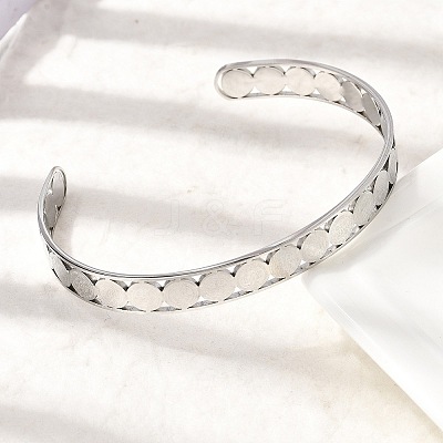 201 Stainless Steel Open Cuff Bangles for Women BJEW-Z162-01P-1