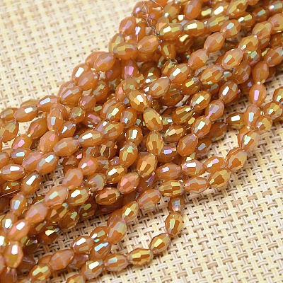 Electroplate Glass Beads Strands EGLA-J013-4X6mm-F05-1