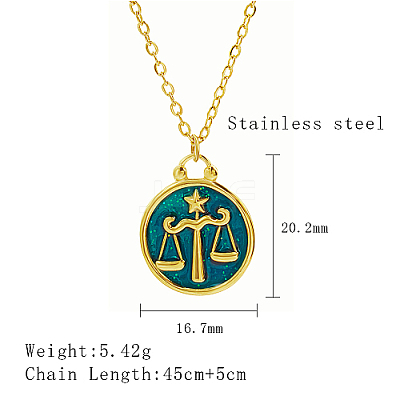 304 Stainless Steel Enamel Constellation Pendant Necklaces DJ0261-3-1-1