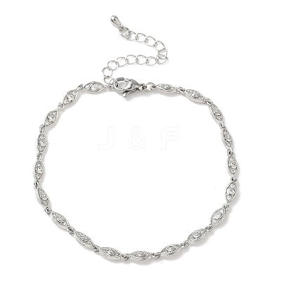Brass Micro Pave Clear Cubic Zirconia Eye Link Chain Bracelets for Women BJEW-G764-09P-1