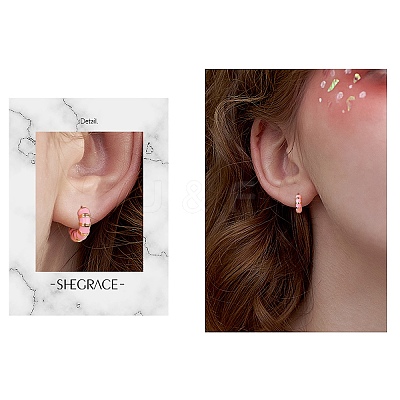 Enamel Striped Thick Hoop Earrings JE1110H-1