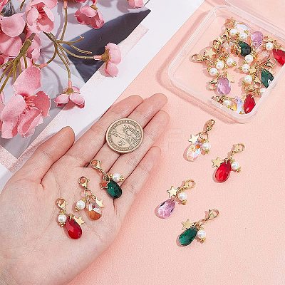 20Pcs 5 Colors Faceted Teardrop Glass Pendants HJEW-SC0001-16-1