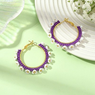 Glass Hoop Earrings EJEW-MZ00827-02-1