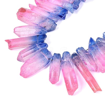 Two Tone Spray Painted Natural Quartz Crystal Points Beads Strands G-Q610-03B-1