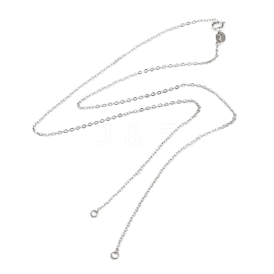 Rhodium Plated 925 Sterling Silver Cable Chains Necklace Makings STER-B001-03P-B-1