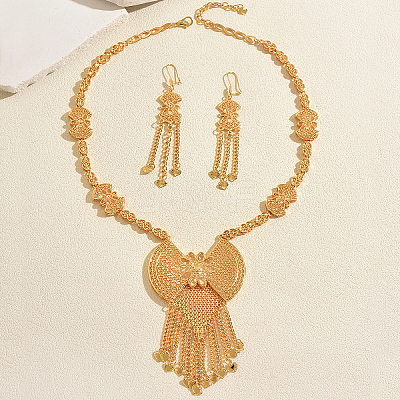 Vintage Alloy Hollow Bowknot Tassel Earrings & Necklaces Sets for Women XI4040-1