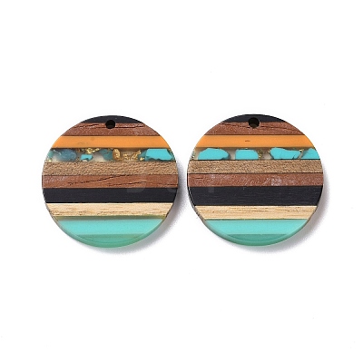 Transparent Resin & Walnut Wood Pendants RESI-TAC0017-68A-01-1