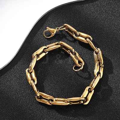 304 Stainless Steel Coffee Bean Chain Bracelets for Women Men BJEW-F488-27G-1
