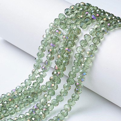 Electroplate Transparent Glass Beads Strands EGLA-A034-T4mm-F18-1