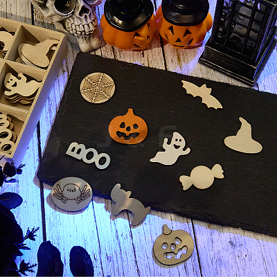 1 Set Halloween Theme Wooden Pendant Decorations WOOD-SC0001-92A-1