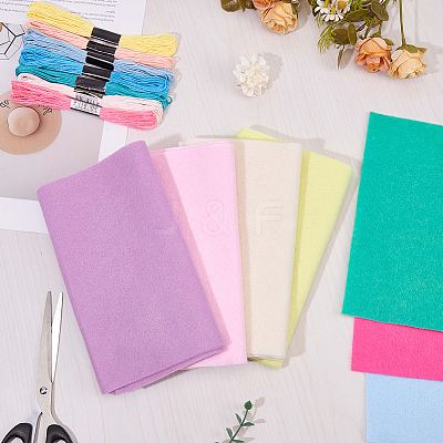 7Pcs 7 Colors Non-woven Felt Fabric DIY-CP0012-69E-1