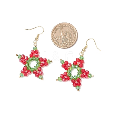 Electroplate Glass Beads Star Dangle Earrings EJEW-TA00667-1