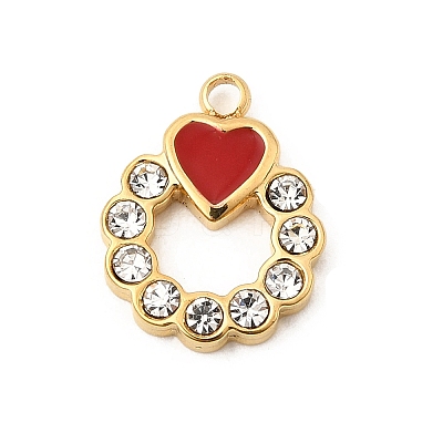 304 Stainless Steel Rhinestone Pendants STAS-P431-38A-G-1