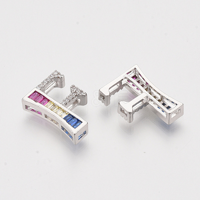 Brass Cubic Zirconia Slide Charms ZIRC-S063-01F-P-1