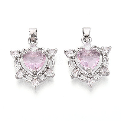 Brass Micro Pave Cubic Zirconia Pendants KK-N264-07P-1