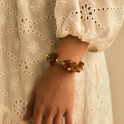 Resin Link Chain Bracelets for Women FS-WG76DA2-02-1
