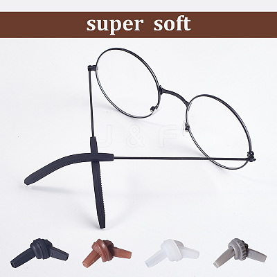 20 Pairs 4 Colors Silicone Eyeglasses Temple Tips Sleeve Retainer AJEW-GF0006-79-1