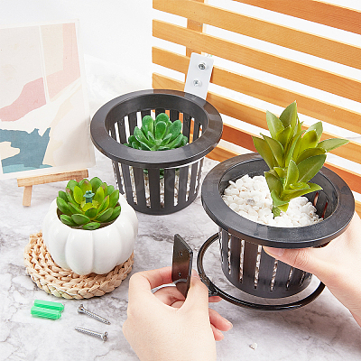 Metal Wall Mounted Bracket Planter Hook Flower Pot Ring For Indoors Balcony  Ring Holder Flower Planter AJEW-GA0001-86-1
