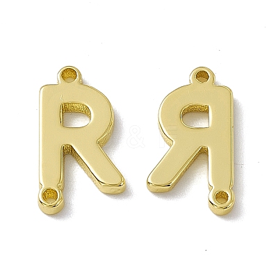 Rack Plating Brass Letter Connector Charms KK-C007-38G-R-1
