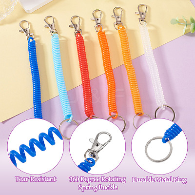 6Pcs Plastic Spiral Retractable Spring Coil Keychains KEYC-TA0004-83-1