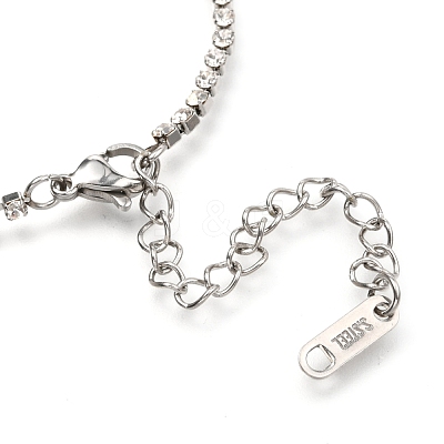 304 Stainless Steel Rhinestone Cup Chain Bracelets AJEW-B004-01B-1