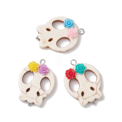 Halloween Dyed Synthetic Turquoise Pendants PALLOY-JF02779-1