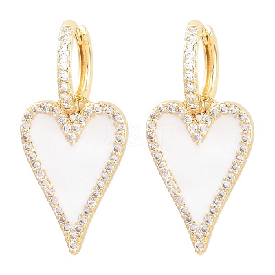Valentine's Day Heart Brass Micro Pave Clear Cubic Zirconia Hoop Earrings EJEW-Z164-10G-03-1