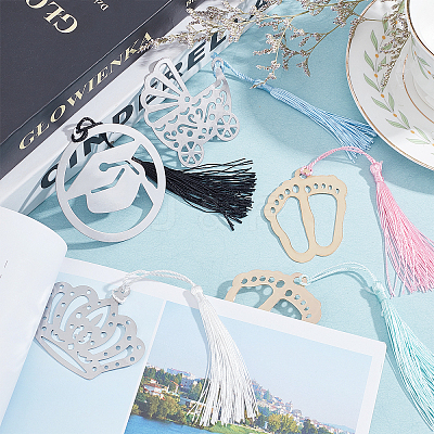 5Pcs 5 Styles Iron Bookmarks AJEW-PH0001-82-1